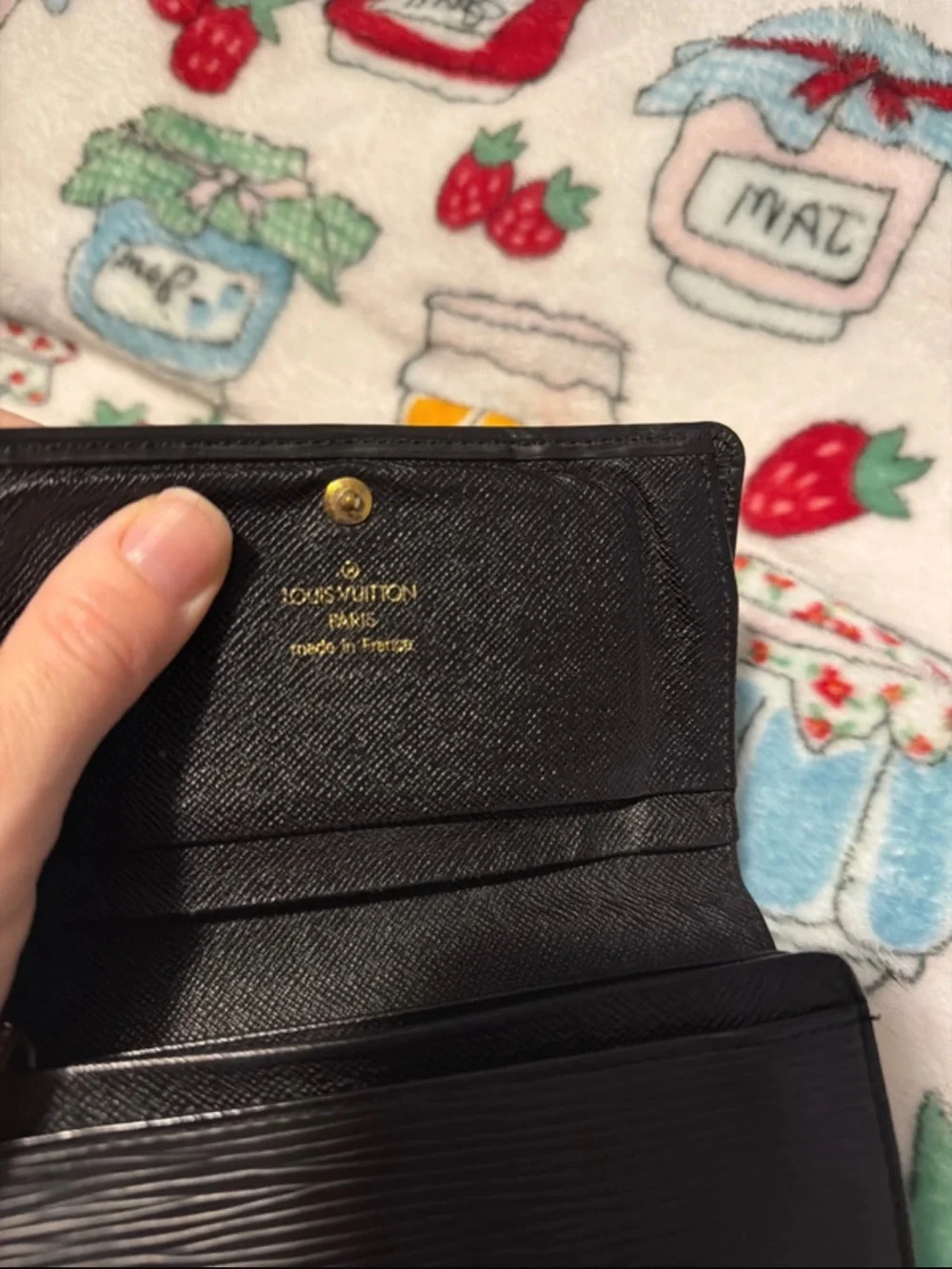 Black Leather LV Wallet with Zip Closure